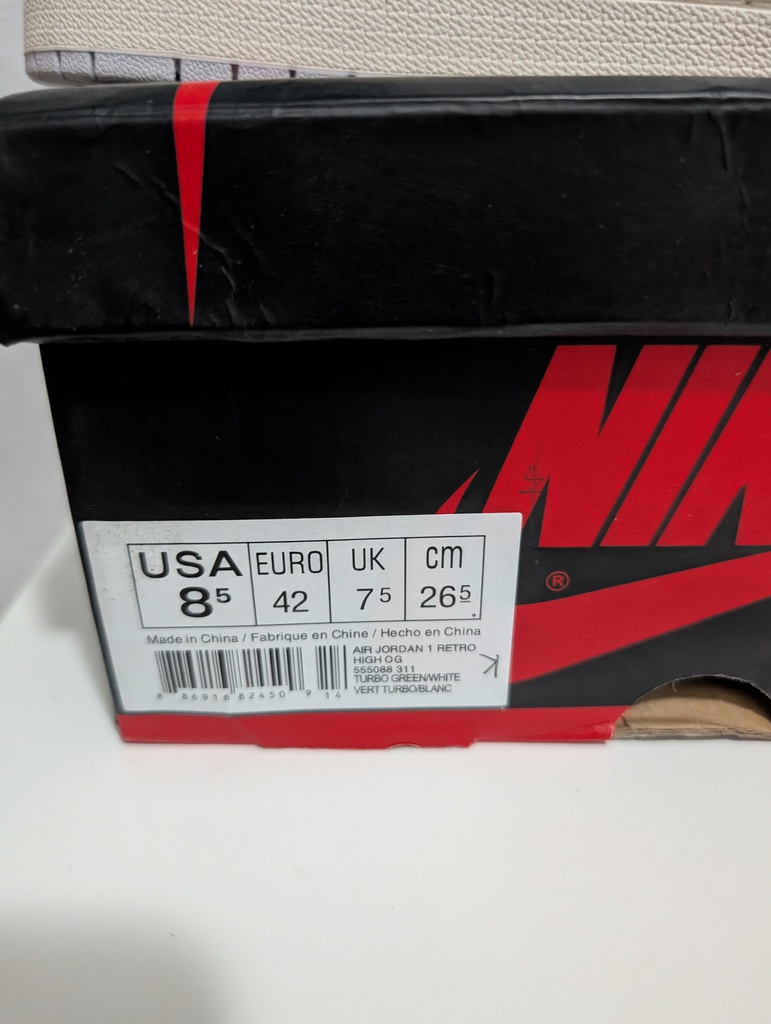 Zapatillas Casual Nike Air Jordan 1 Retro High OG Turbo Green / White – Talla 42