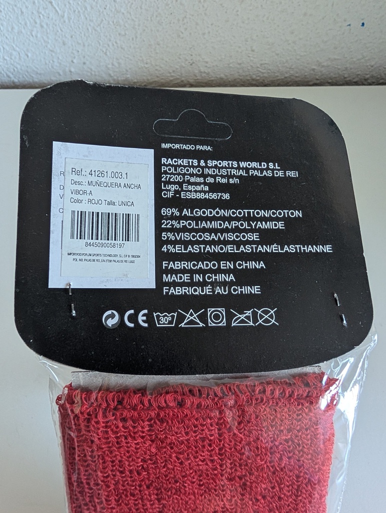 Muñequera Deportiva Vibora Roja con Logotipo Bordado